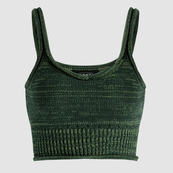 CIDER Green Knitted Cropped Tank Top - Picture 1 of 11